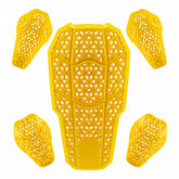 5-piece motorcycle armor set with CE Level 2 back protector, shoulder and elbow pads in yellow