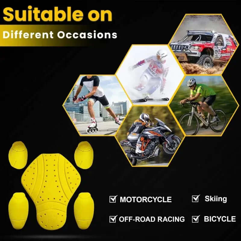 CE Level 2 motorcycle armor pad set for back, shoulders and elbows