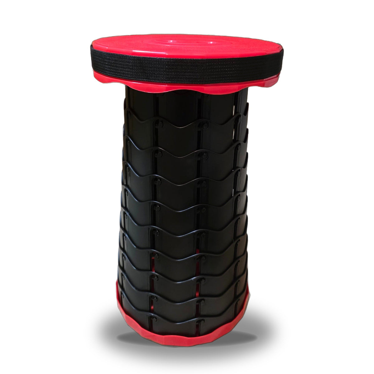 Telescopic Folding Stool – Portable Collapsible Camping & Fishing Seat with Carry Strap (Red)