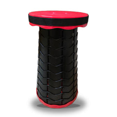 Telescopic Folding Stool – Portable Collapsible Camping & Fishing Seat with Carry Strap (Red)