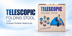 Telescopic Folding Stool – Portable Collapsible Camping & Fishing Seat with Carry Strap (Red)
