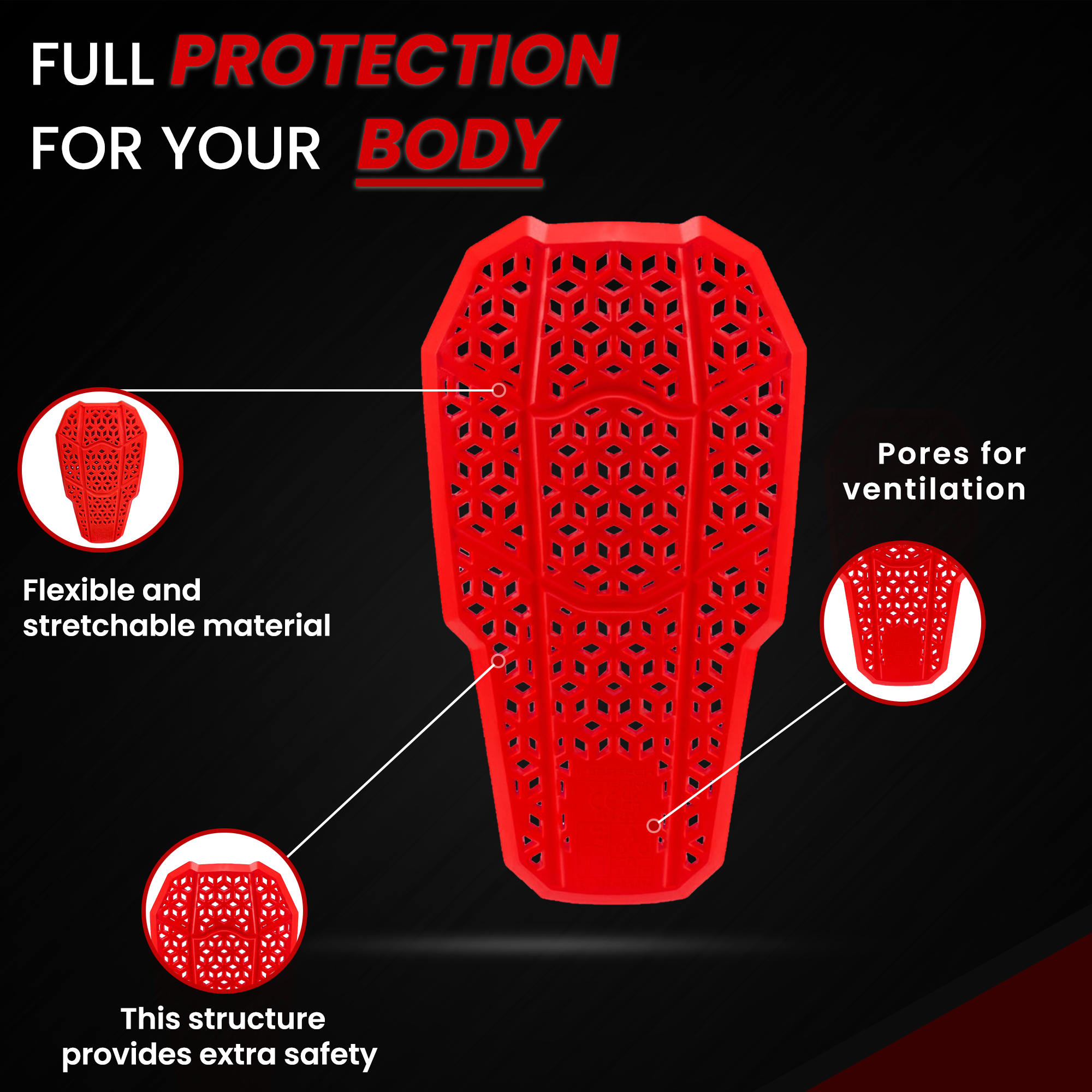 CE Level 2 Red Motorcycle Back Protector Insert
