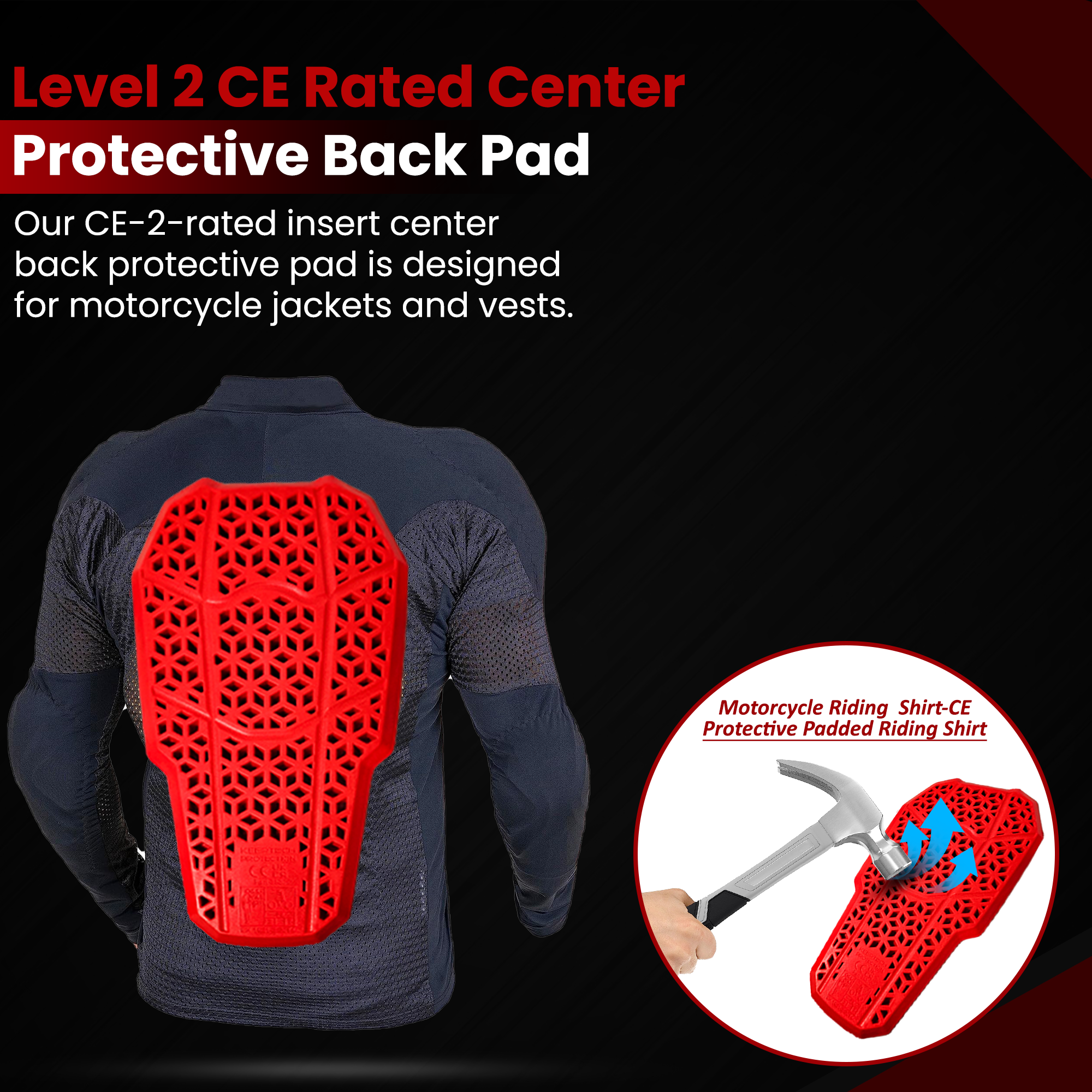 CE Level 2 Red Motorcycle Back Protector Insert