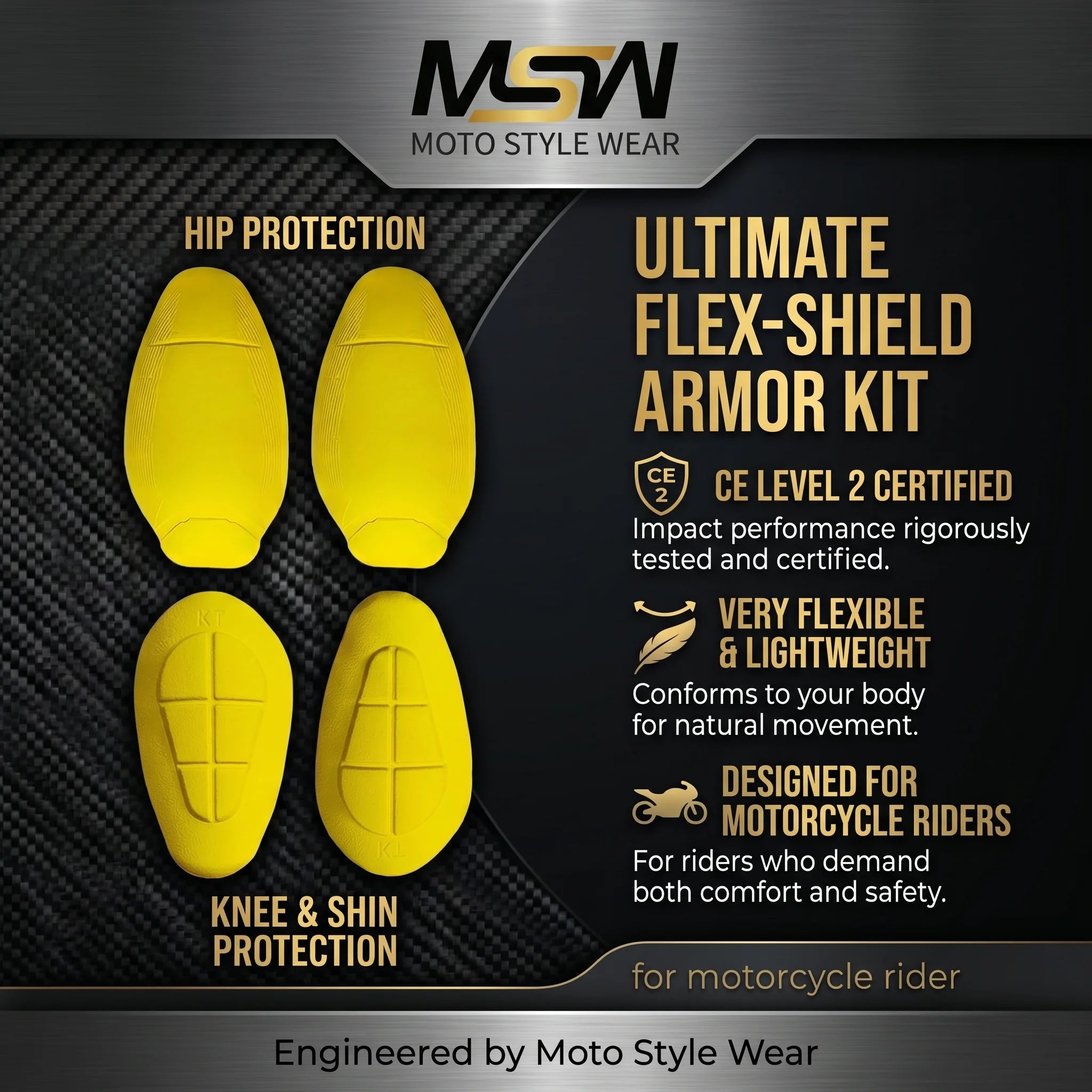 CE-2 Rated Protective Pads Set (Hip & Knee)