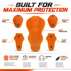 Motorcycle Armor Back Pad Elbow and Shoulder Protection Pads Set