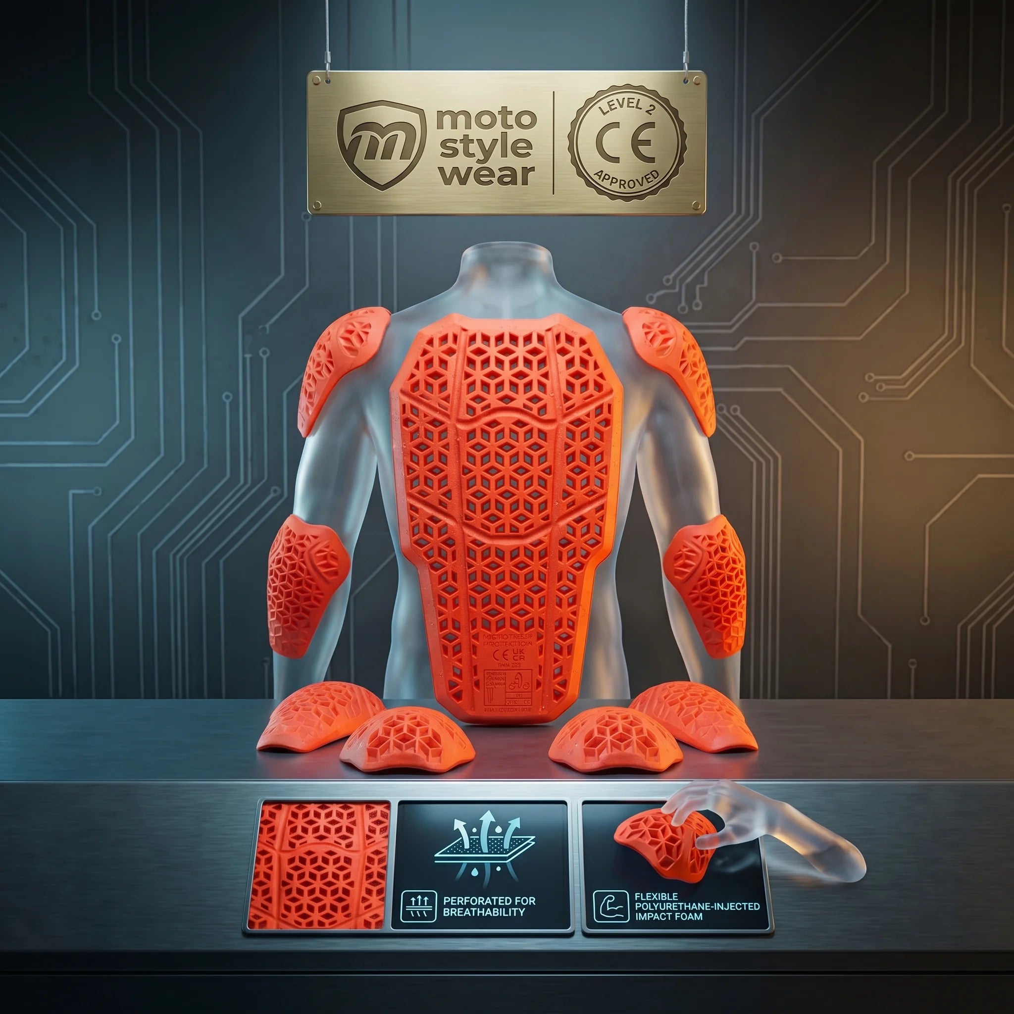 Lightweight breathable CE Level 2 motorcycle protective armor pads