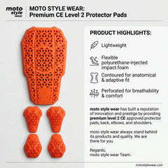 CE Level 2 shoulder protector armor insert for motorcycle jacket