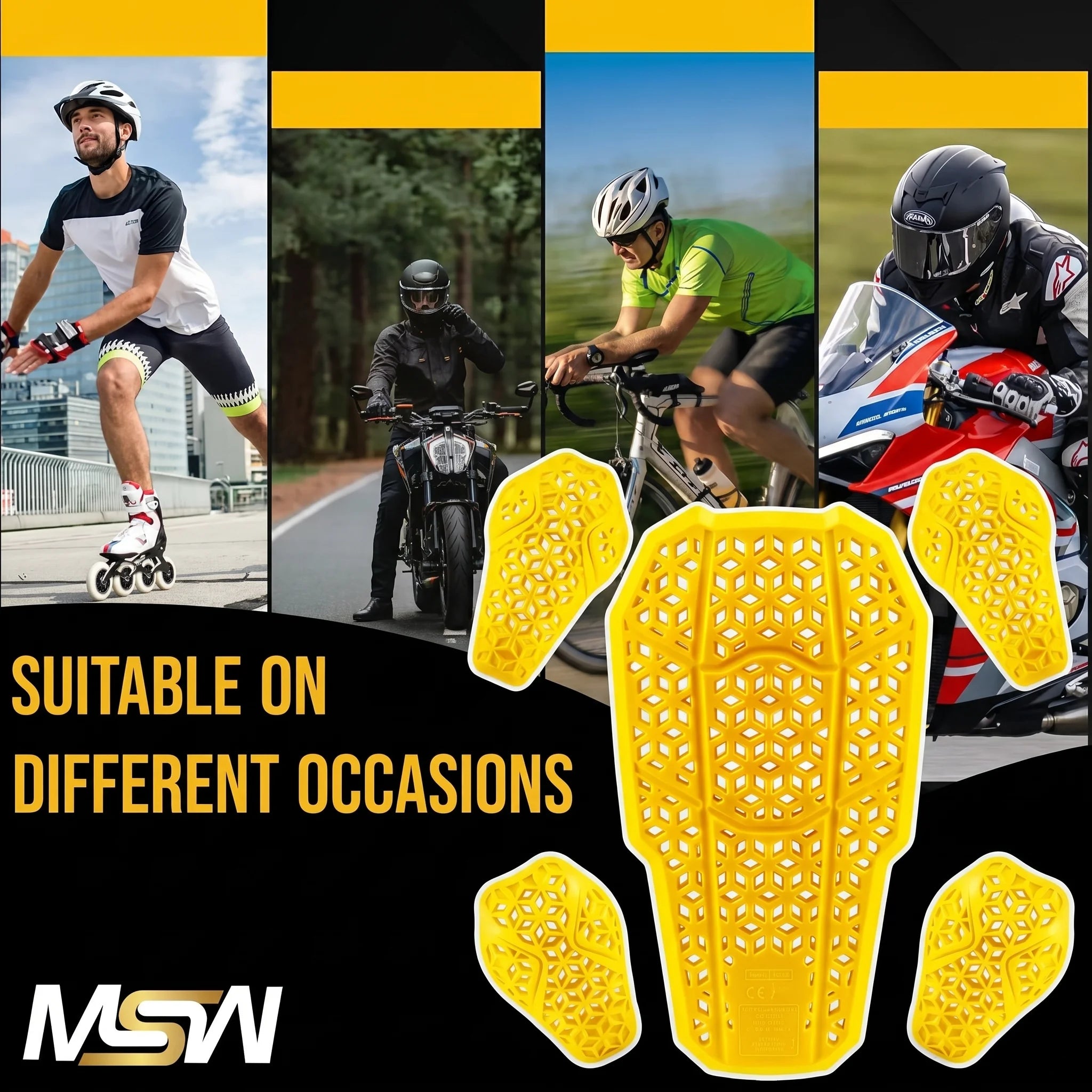 CE Level 2 Armor Pad Set – 5-Piece Motorcycle Jacket Inserts