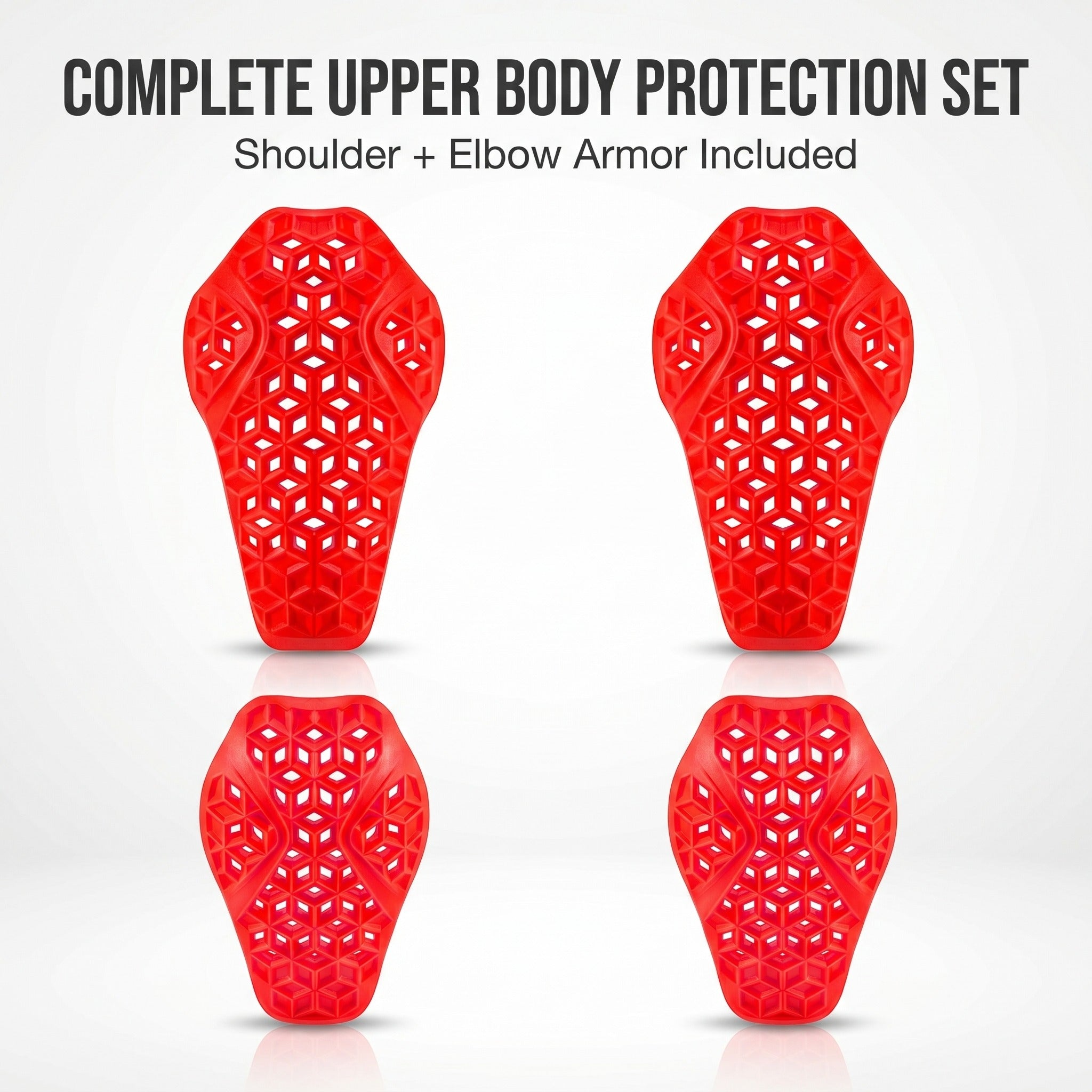 Complete red four-piece shoulder and elbow armor set